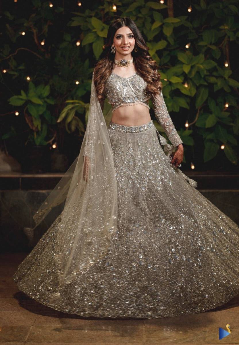 Elan Ash Grey Bridal Lehenga - bridal lehenga Canada