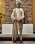 Embroidered Sherwani with Collar and Sleeve Handwork