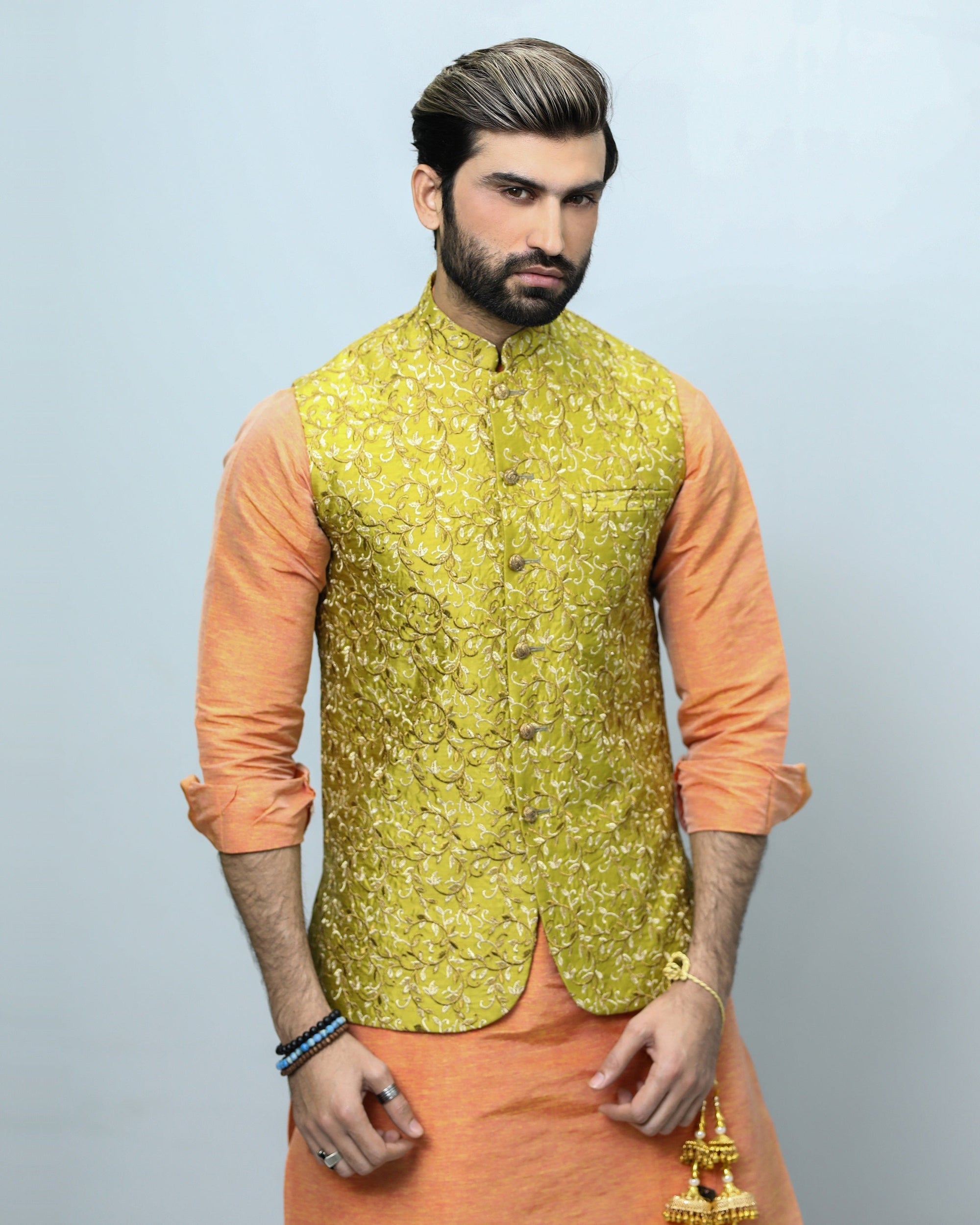 Embroidered Waistcoat with Gold and Copper Tilla