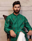 Emerald Green Kurta with White Pajama