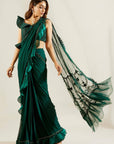 Emerald Green Saree - dark green saree Australia