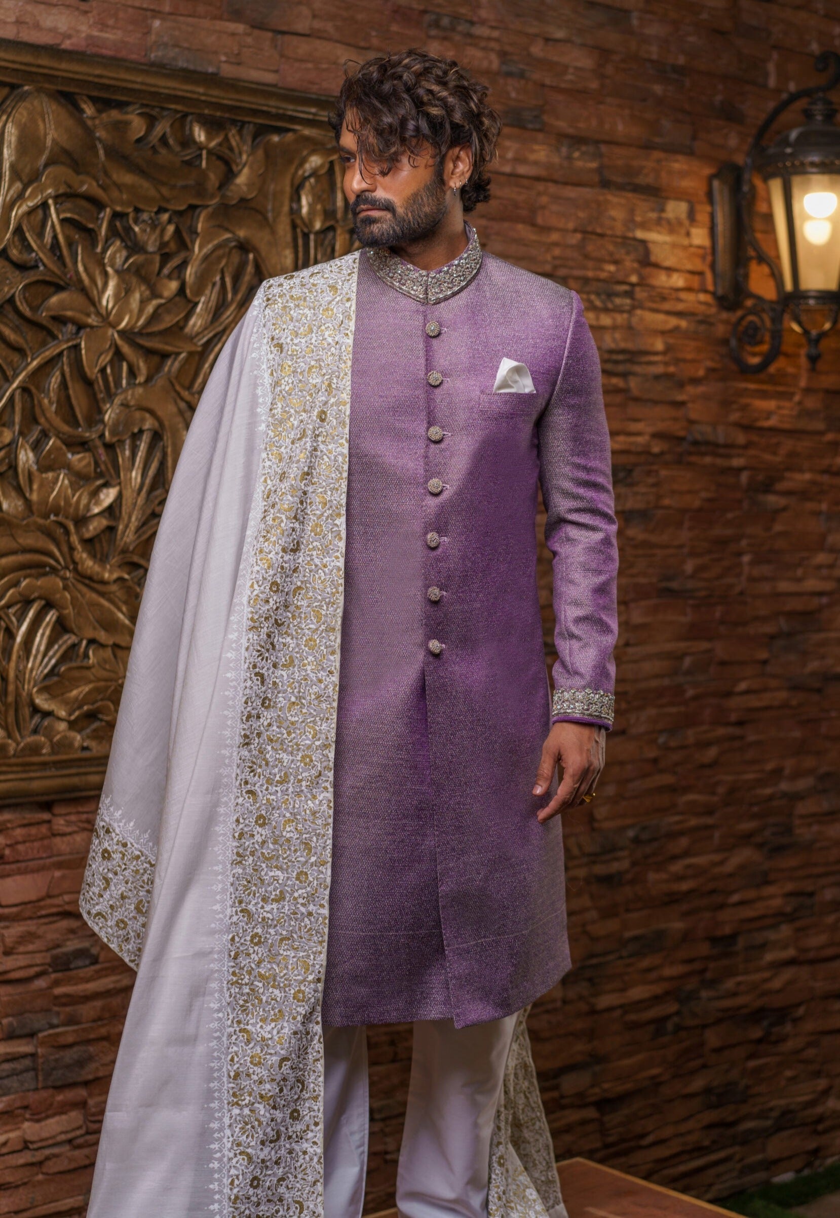Ethereal Periwinkle Shade Sherwani