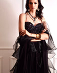 EVAA Black Corset and Gathered Lehenga