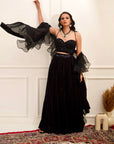 EVAA Black Corset and Gathered Lehenga