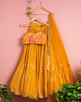 Fire Yellow Abla Lehenga Set with Floral Blouse