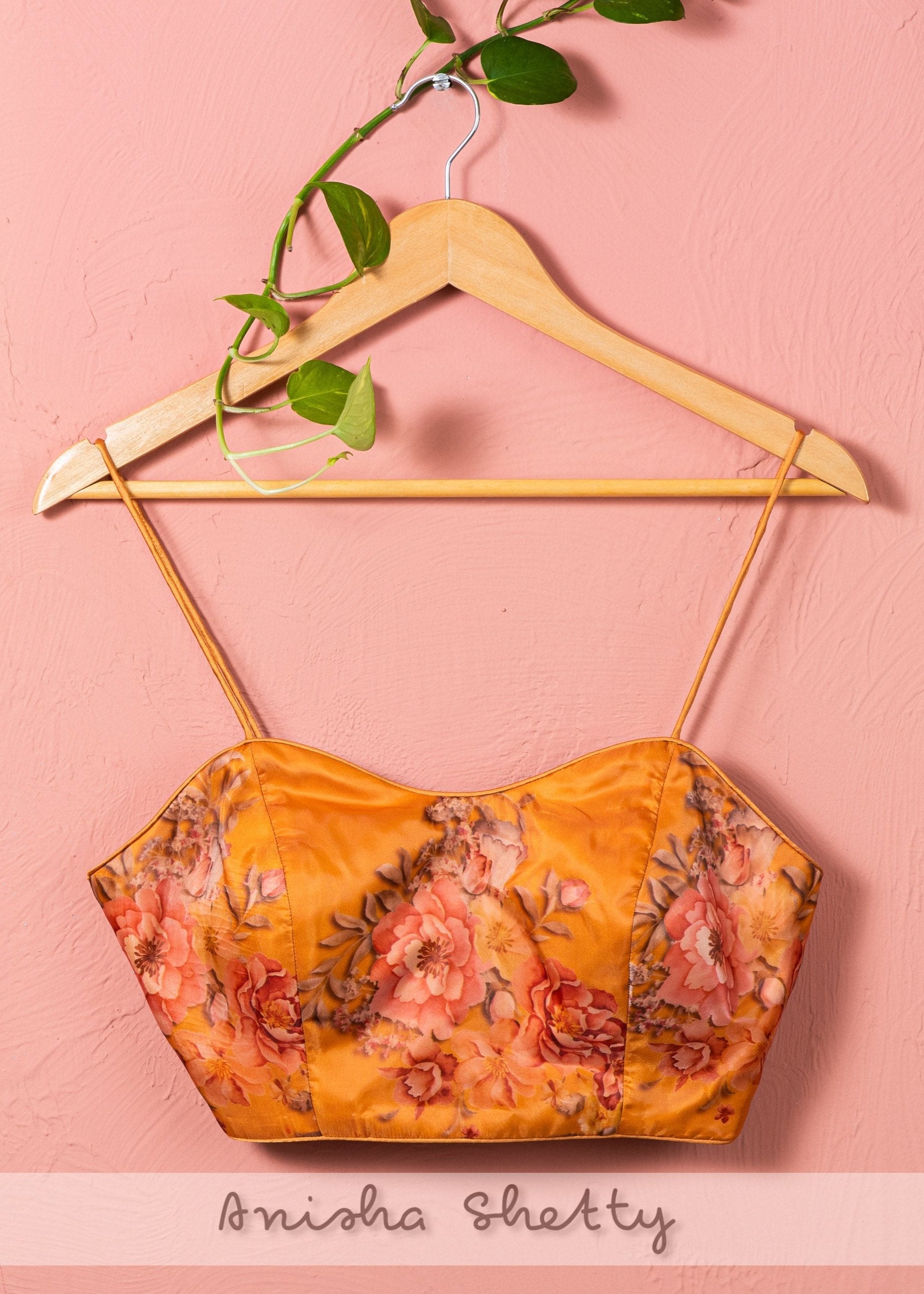 Fire Yellow Abla Lehenga Set with Floral Blouse