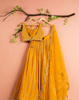 Fire Yellow Abla Lehenga Set with Mirror Blouse
