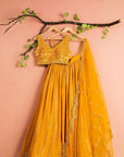 Fire Yellow Abla Lehenga Set with Mirror Blouse