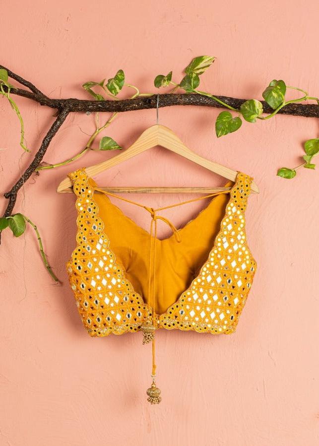 Fire Yellow Abla Lehenga Set with Mirror Blouse