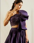 Flap Leaf Blouse with Pin Tuck Skirt