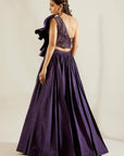 Flap Leaf Blouse with Pin Tuck Skirt