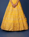 Floral Boxes Mustard Lehenga