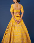 Floral Boxes Mustard Lehenga