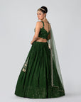 Forest Green Georgette and Net Lehenga Set