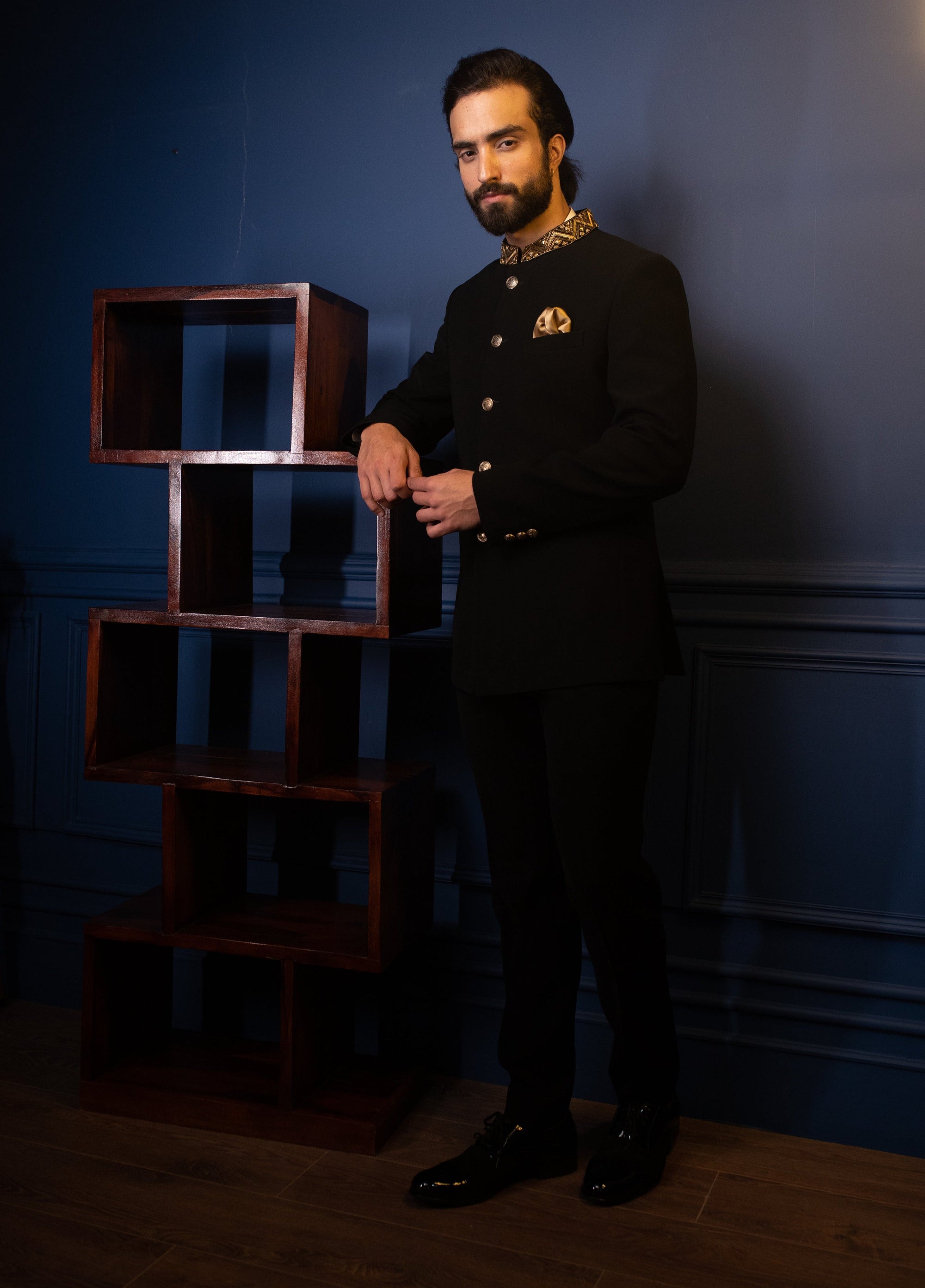 black dress , indian attire for men