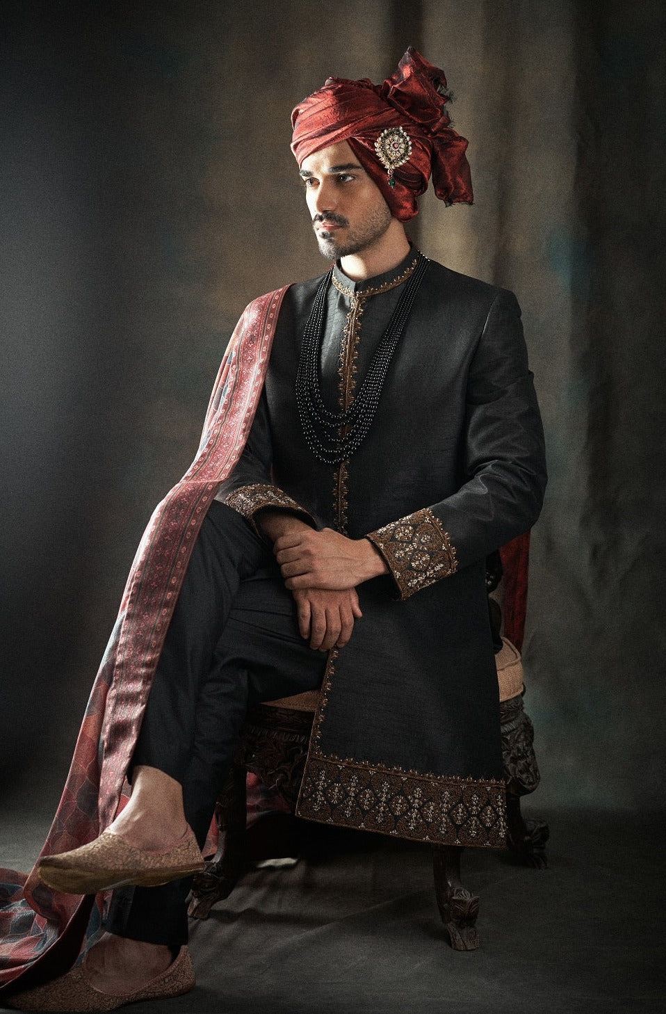 Front and Bottom Hand Work Sherwani