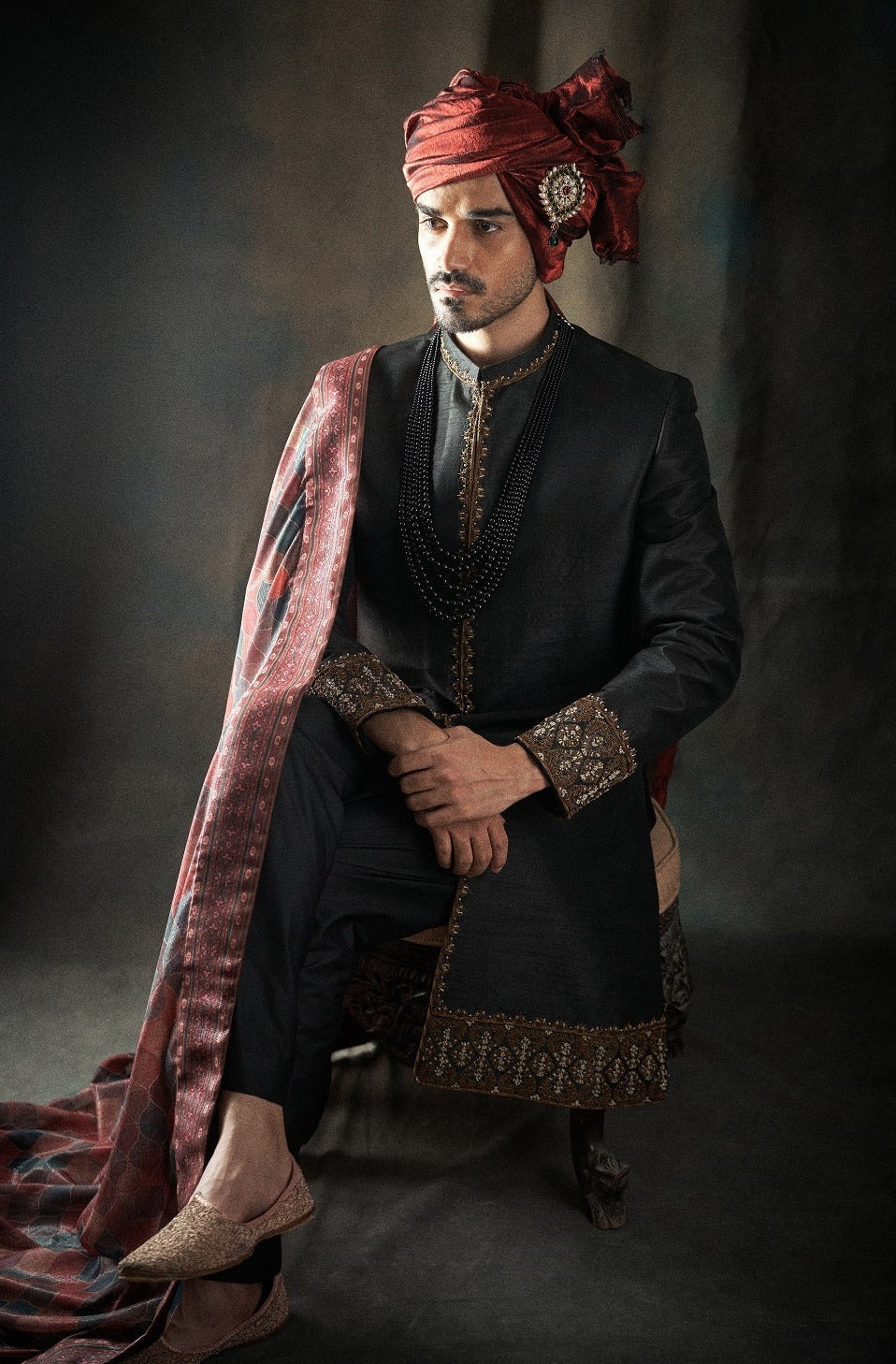 Front and Bottom Hand Work Sherwani