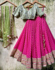 Fuchsia and Olive Lehenga Set