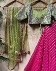 Fuchsia and Olive Lehenga Set