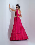 Fuchsia Embroidered Layered Lehenga Set