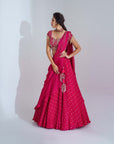 Fuchsia Embroidered Layered Lehenga Set