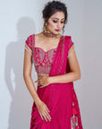Fuchsia Embroidered Layered Lehenga Set