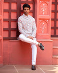 Geometric Print White Kurta Set