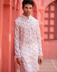 Geometric Print White Kurta Set