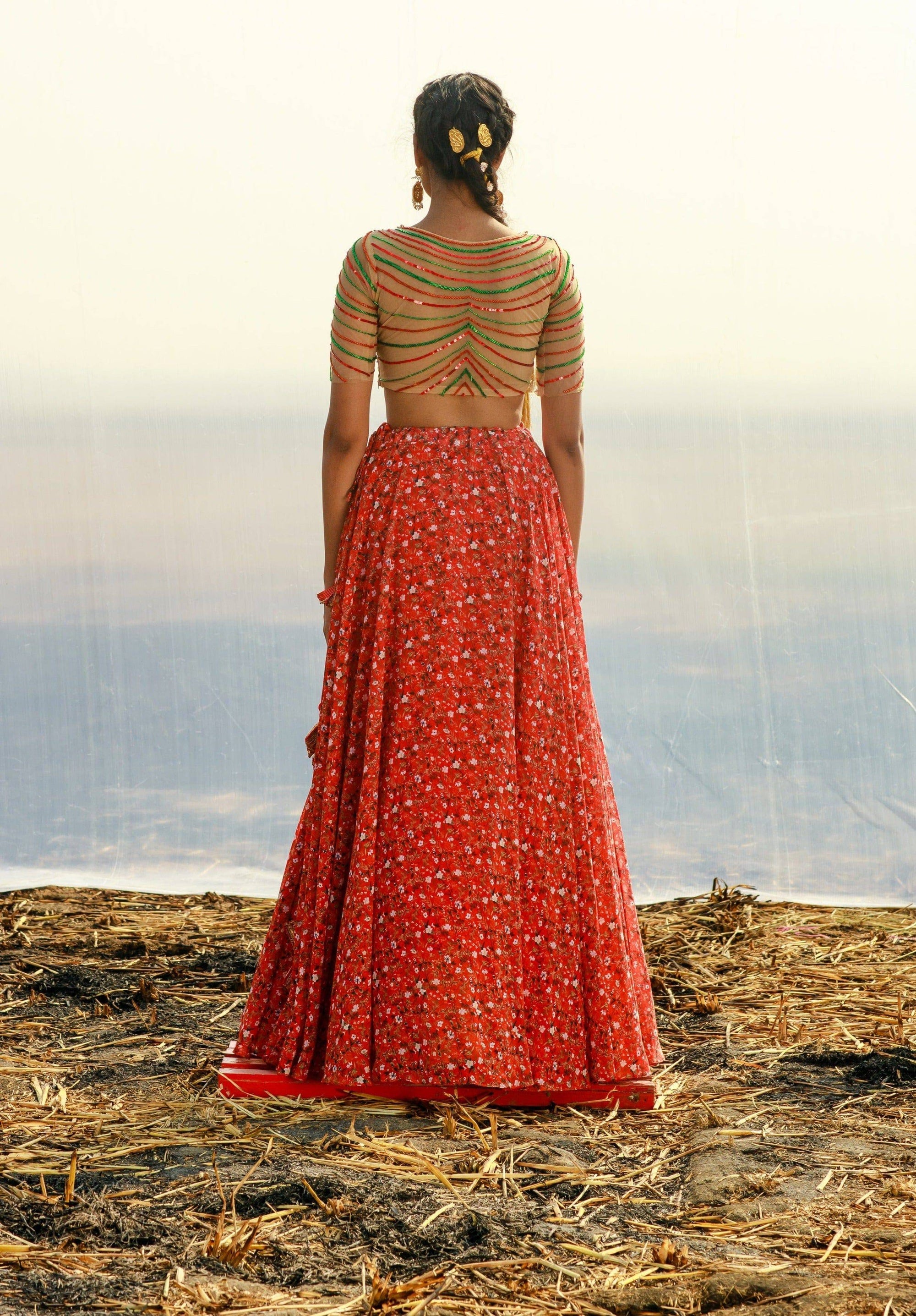 Georgette Bias Lehenga Set - lehenga