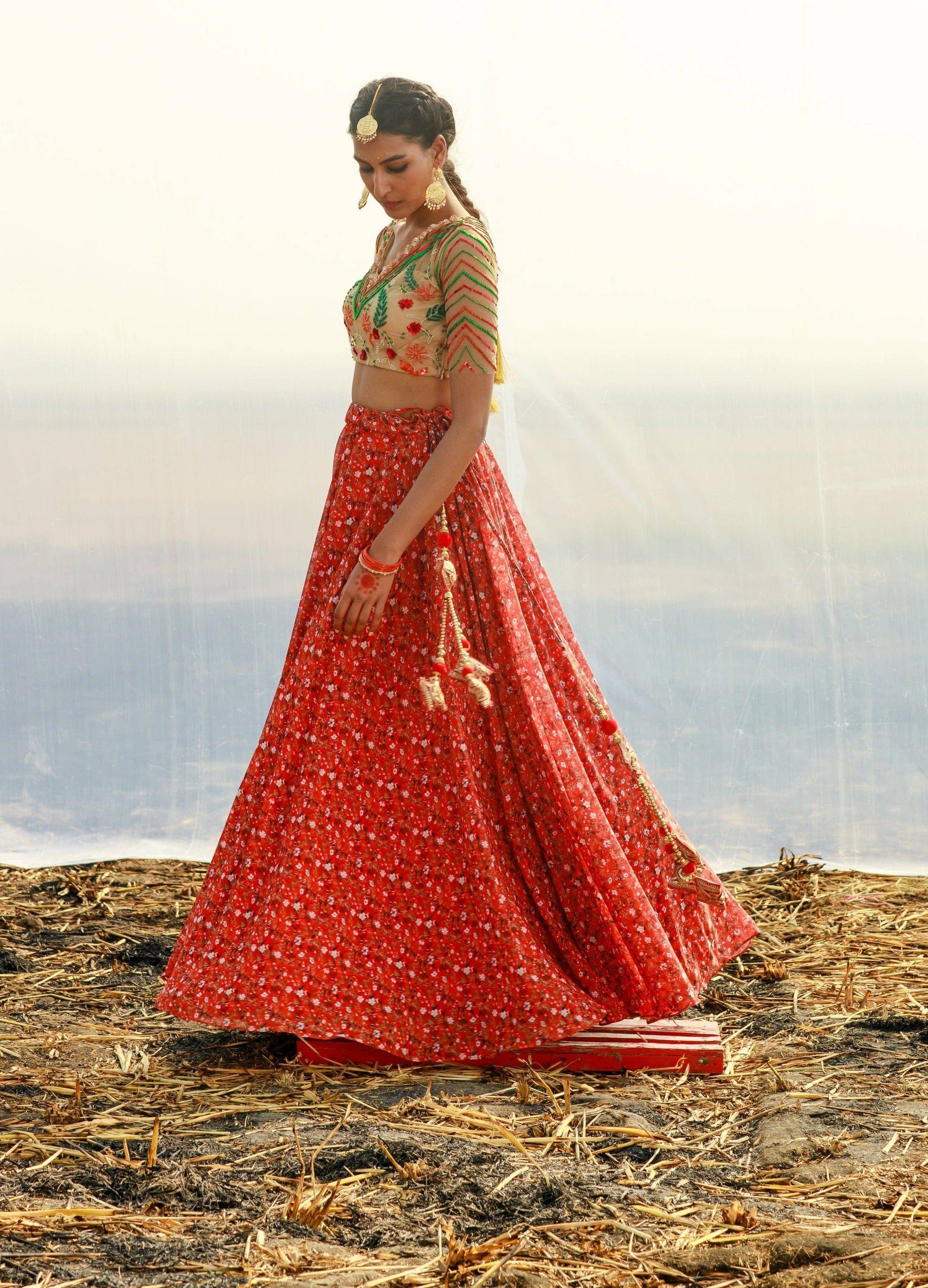 Georgette Bias Lehenga Set - georgette lehenga USA