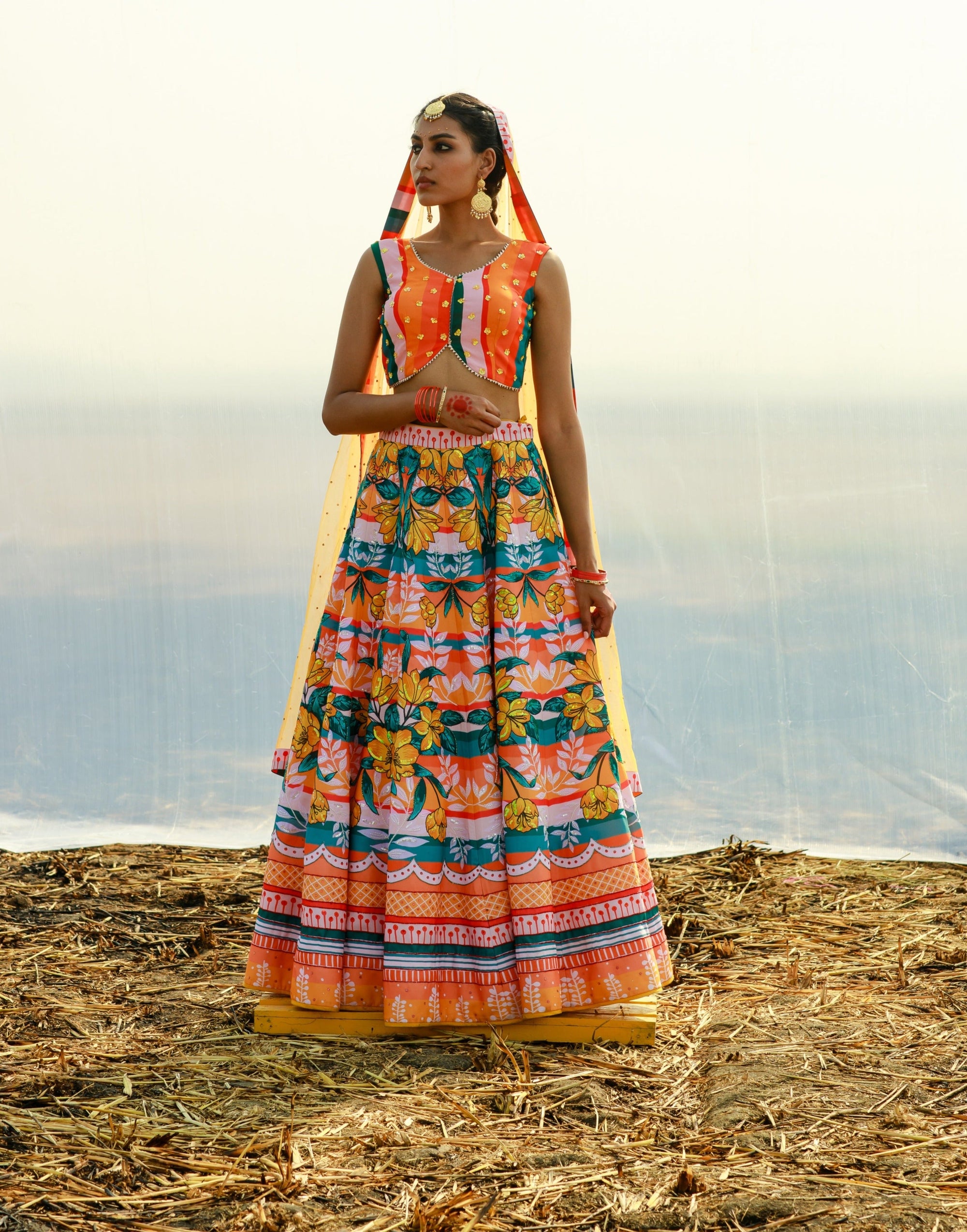 Georgette Featuring Paneled Lehenga Set