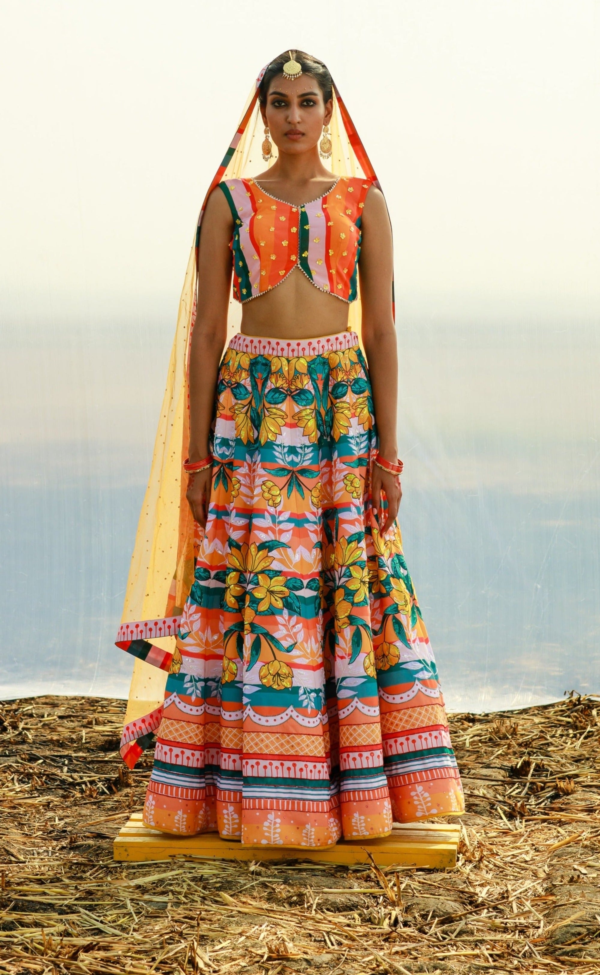 Georgette Featuring Paneled Lehenga Set