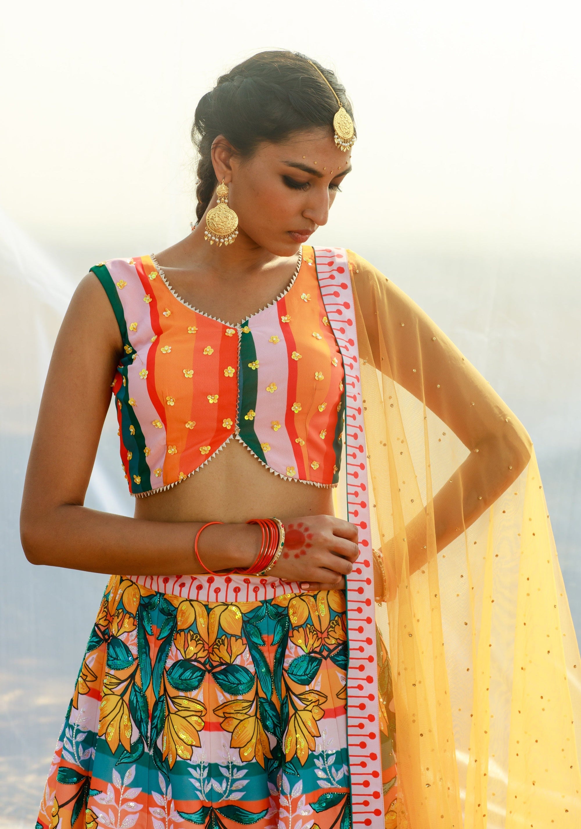 Georgette Featuring Paneled Lehenga Set