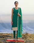 Georgette Green Printed Tunic with Lace