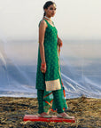 Georgette Green Printed Tunic with Lace
