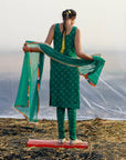 Georgette Green Printed Tunic with Lace - green salwar & kameez Canada