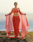 Georgette Printed Draped Dhoti Set - georgette dress