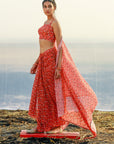 Georgette Printed Draped Dhoti Set - georgette dress