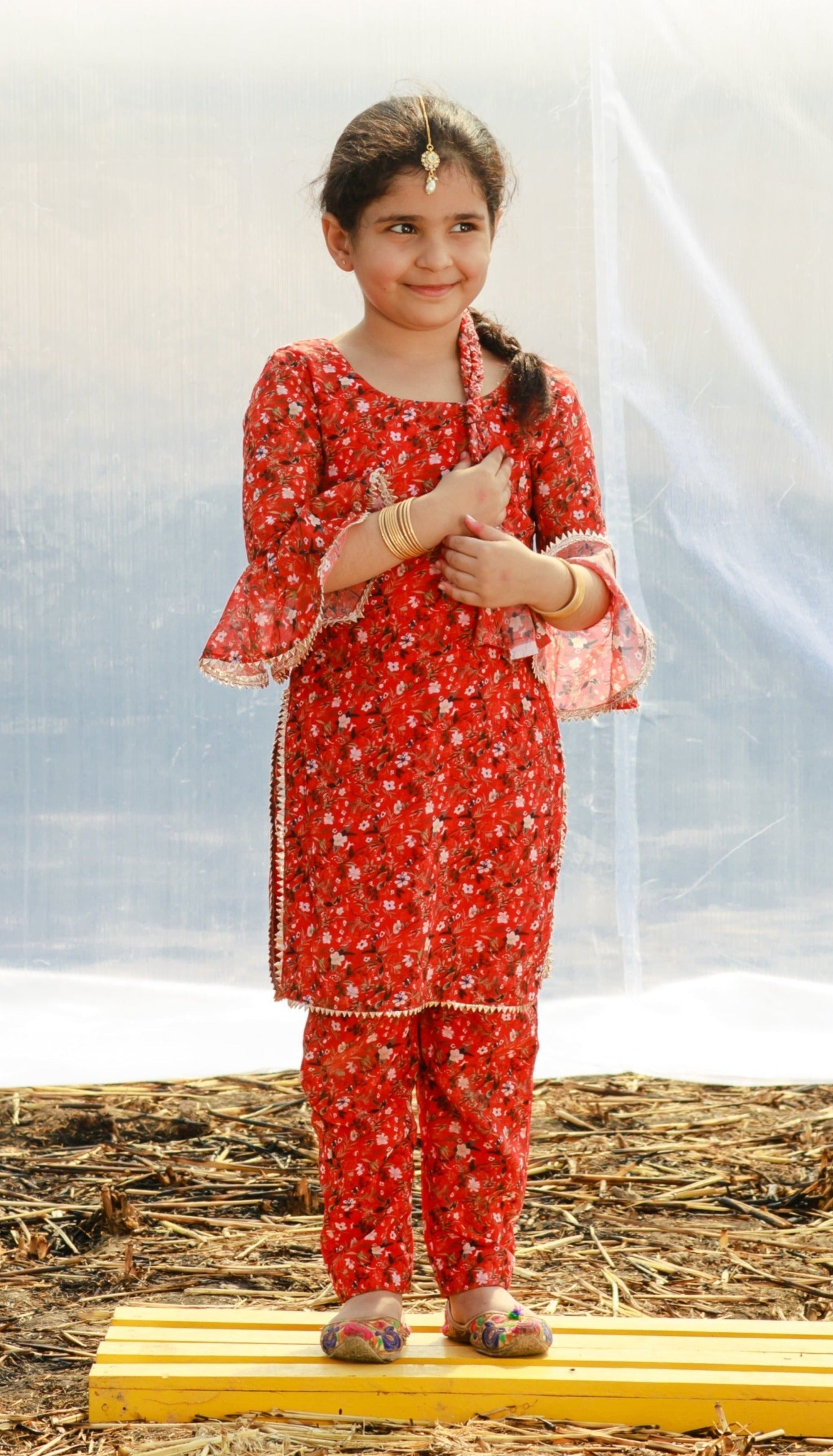 Georgette Printed Kids Pant Suit Set - kids dress