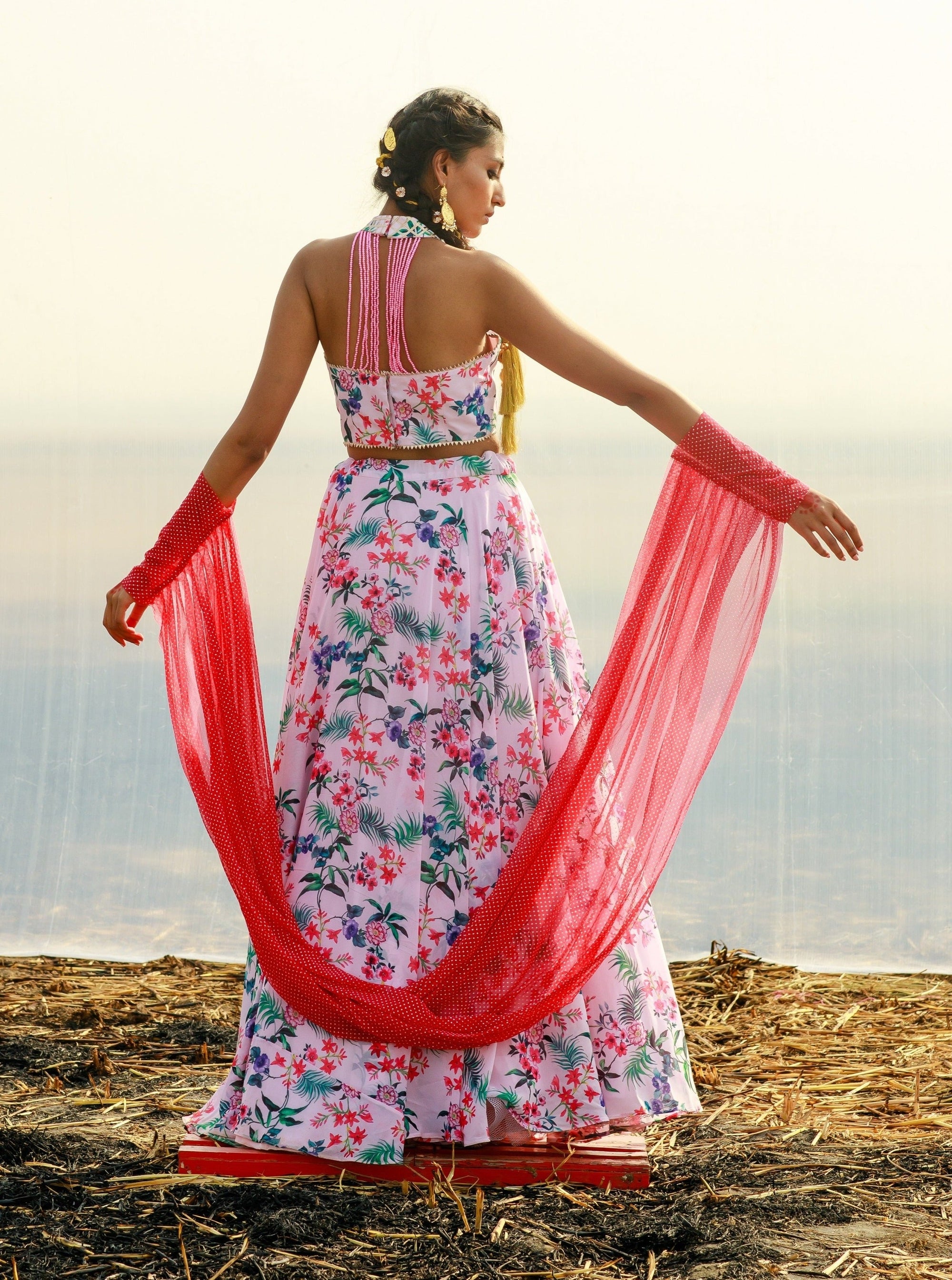 Georgette Printed Lehenga Set - georgette lehenga