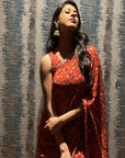 Georgette Printed Saree Set - georgette saree New Zealand
