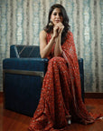 Georgette Printed Saree Set - georgette saree New Zealand