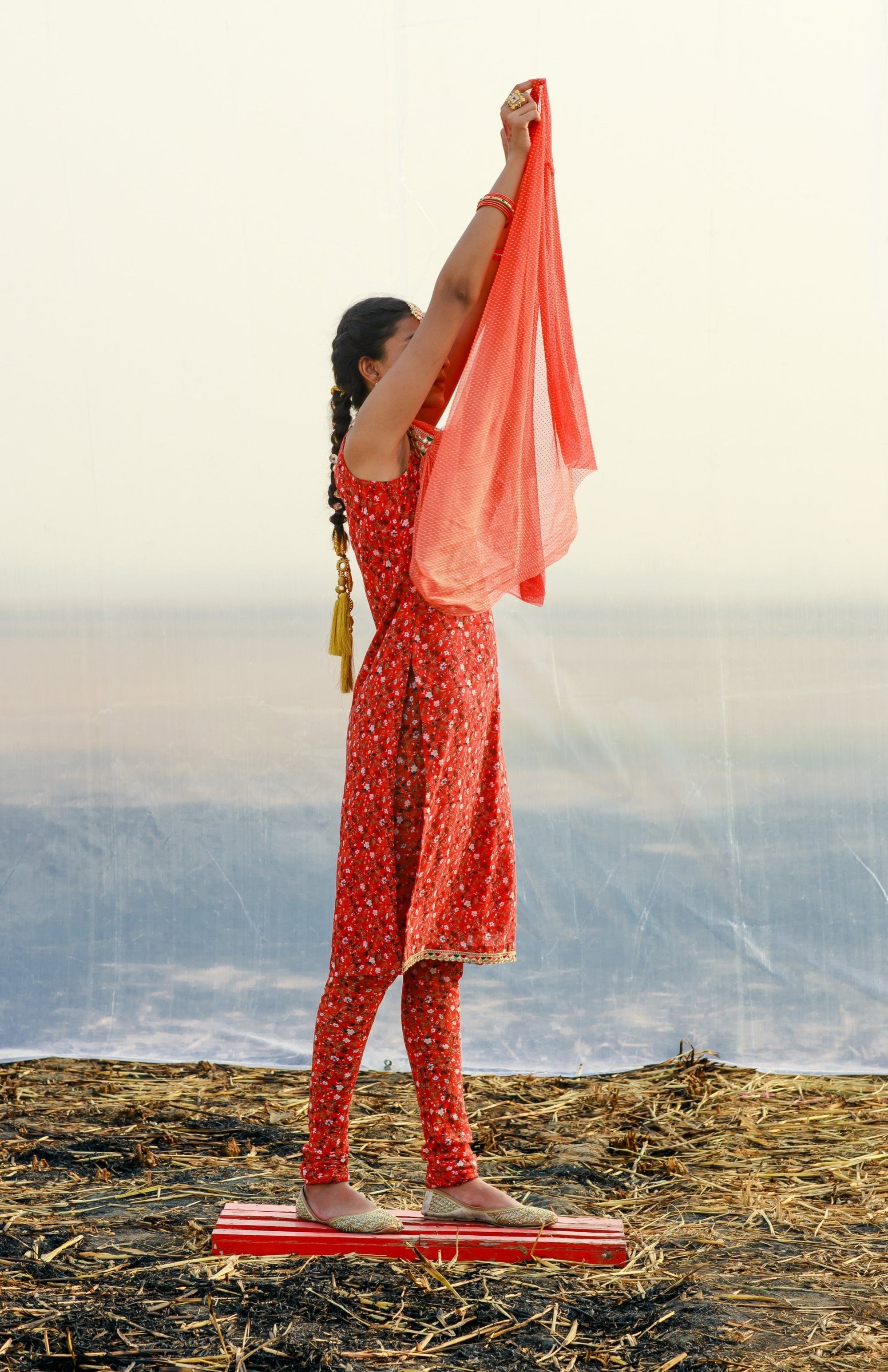 Georgette Printed Tunic With Matching churidar - indian wear for women