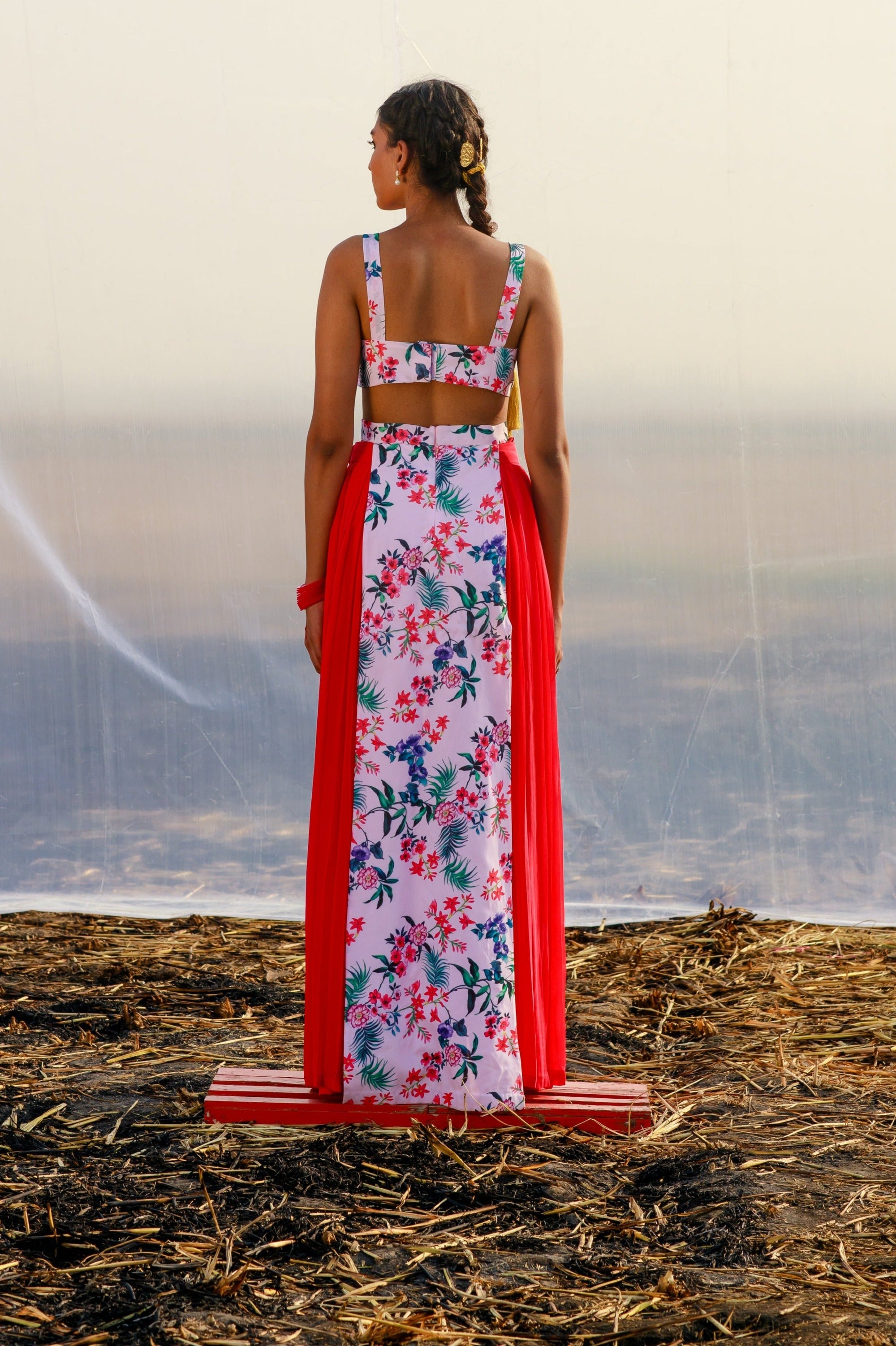 Georgette Printed Tunic With Skirt - indian attire for ladies