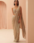 Gold Flake Pleated Saree - saree