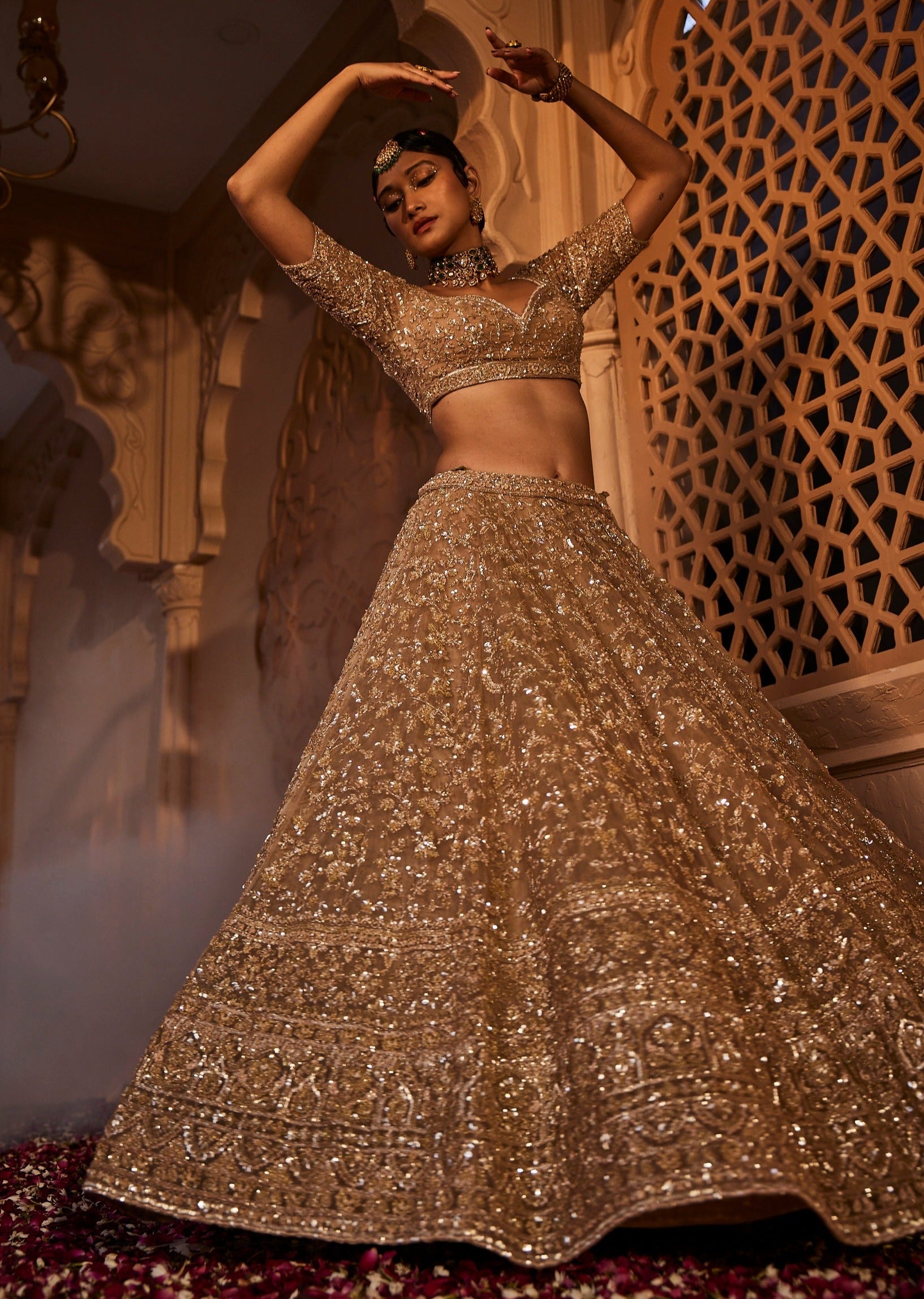 Gold Organza Lehenga - lehenga dress