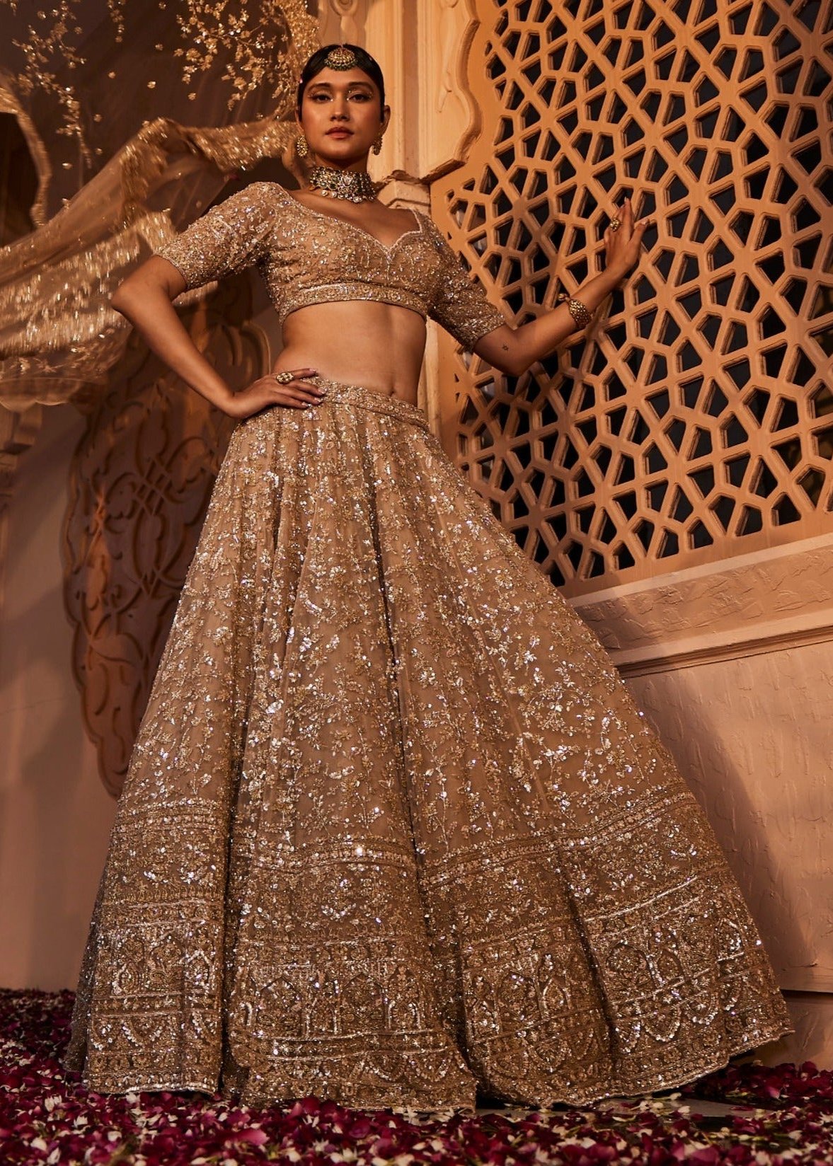 Gold Organza Lehenga - lehenga dress