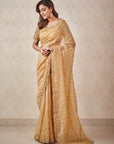 Gold Organza Saree - organza saree