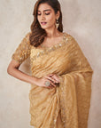 Gold Organza Saree - organza saree