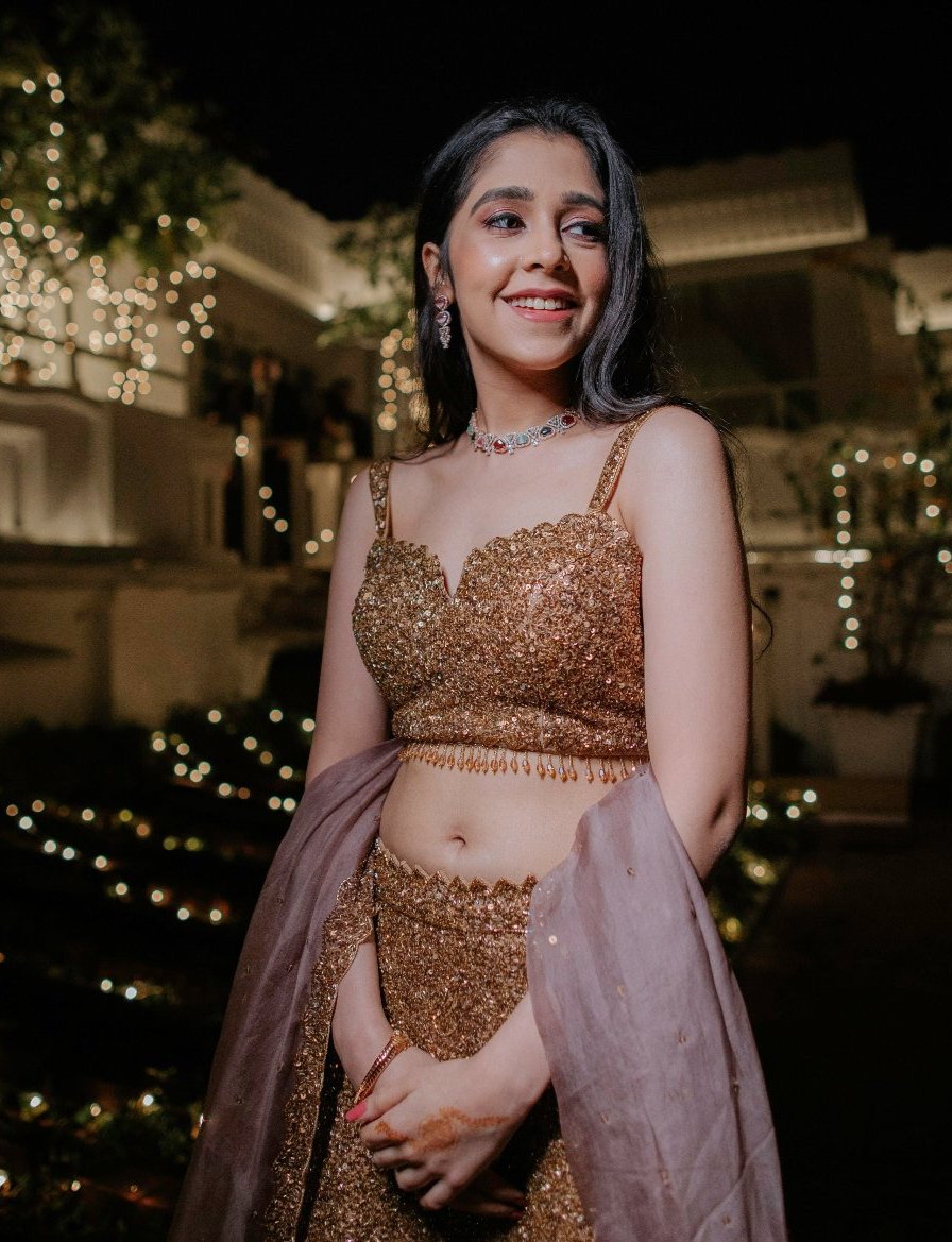 Gold Sequin Lehenga - designer lehenga